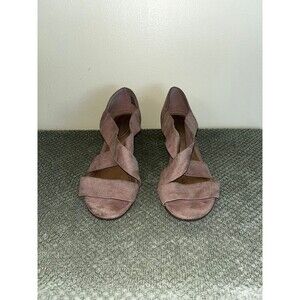 Dexflex Comfort Womens Cross Strap Tan Wedgies, Suede Comfort Slip-Ons Sz: 6.5